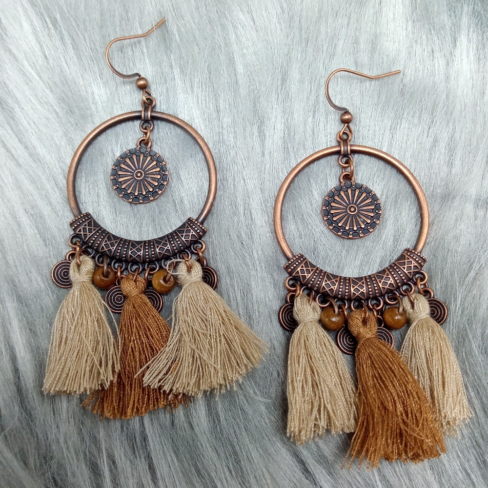 NEW Boho Bronze Tassel Earrings